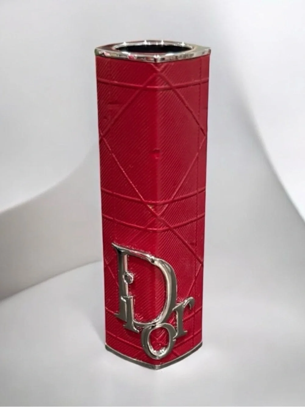 DIOR Red Lipstick Holder with Silver Dior Logo